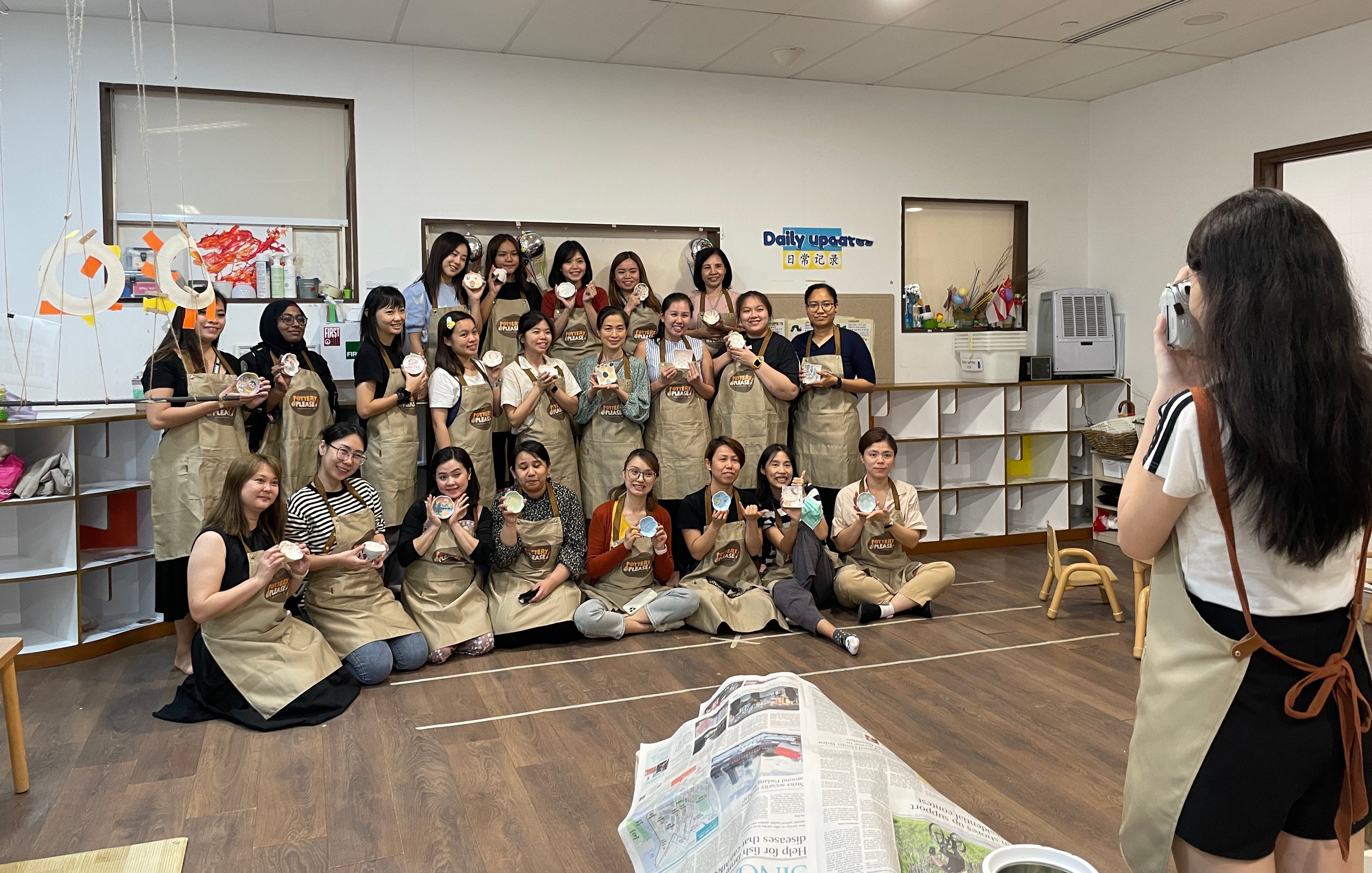 Creative off-site pottery painting workshop for group activities and team bonding.