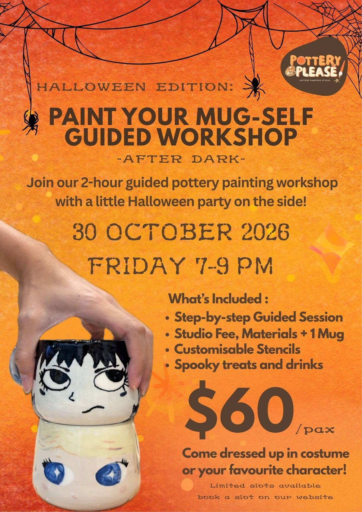 Halloween pottery painting themed party and guided class workshop in singapore